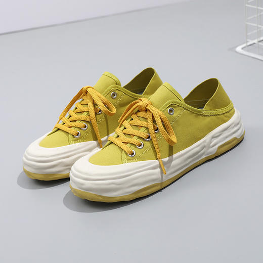 「时尚四色！不一样的设计感」帆布鞋学生复古低帮韩版鞋子女小白鞋厚底薄款 商品图6