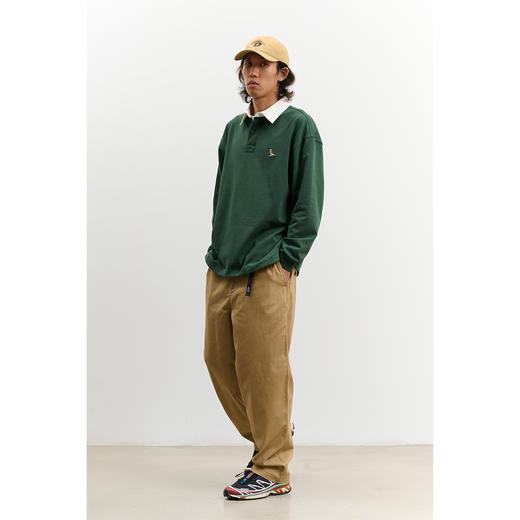 吃茶去chichaqu重磅宽松拼色刺绣麻雀长袖POLO衫 商品图4