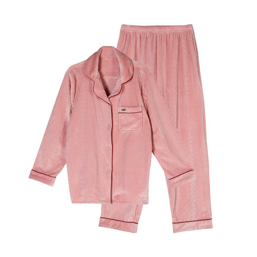 都市丽人生活家居女士海岛绒套装海岛绒剪花厚家居服长袖睡衣LH21H5 商品图3