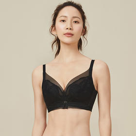 都市丽人完美包容大罩杯C杯常规内衣蕾丝超薄3/4杯文胸三排扣无钢圈YB22C7