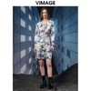 VIMAGE纬漫纪秋季新品复古轻薄水墨印花显瘦连衣裙V1807420 商品缩略图5
