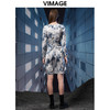 VIMAGE纬漫纪秋季新品复古轻薄水墨印花显瘦连衣裙V1807420 商品缩略图4