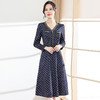 YWE  X808印花连衣裙中长款修身大码显瘦气质裙 商品缩略图0