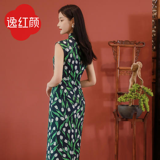 逸红颜旗袍女夏2026新款 沁心 棉麻立领复古透气吸汗修身显瘦女装 商品图4