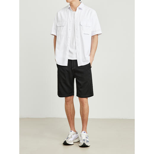 墨麦客2022夏季新款男装字母刺绣短袖衬衫男士薄款宽松工装50088 商品图3