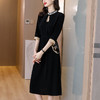 2022年春夏新款港味复古chic裙子中国风刺绣黑色收腰显瘦连衣裙女 AHM-as8013 商品缩略图2