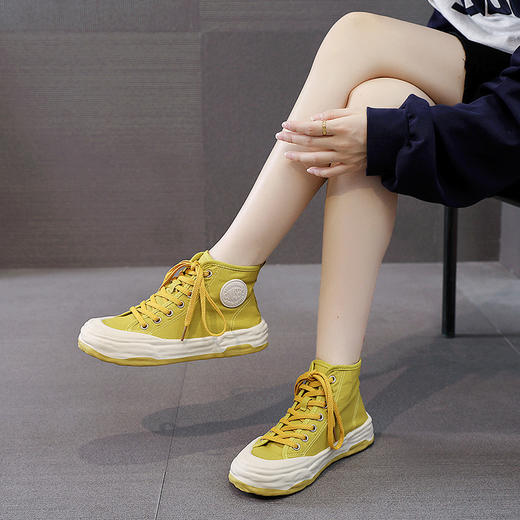 「不一样的设计感！四色可选」女鞋高帮帆布鞋女春季布鞋夏款板鞋子女ins潮 商品图2