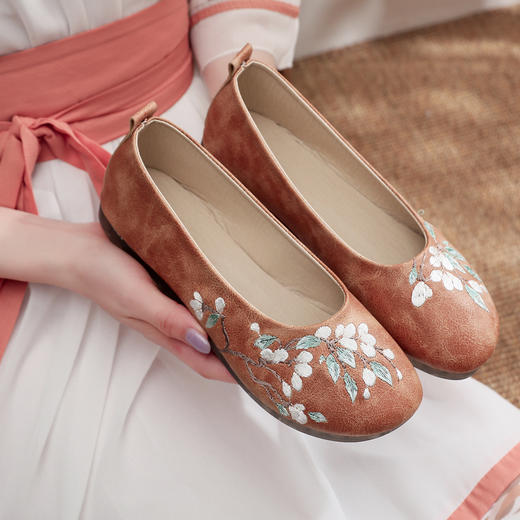 【落英】平底绣花单鞋秋季茶禅服鞋 YR 商品图6