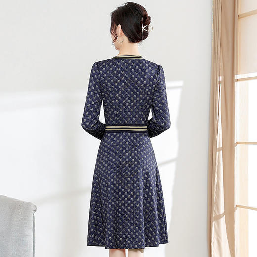 YWE  X808印花连衣裙中长款修身大码显瘦气质裙 商品图2