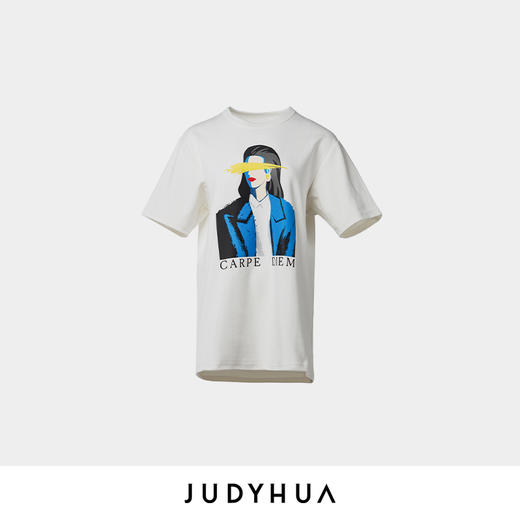JUDYHUA 都市女艺术家系列-享受当下Oversize印花T恤 商品图1