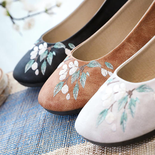 【落英】平底绣花单鞋秋季茶禅服鞋 YR 商品图3