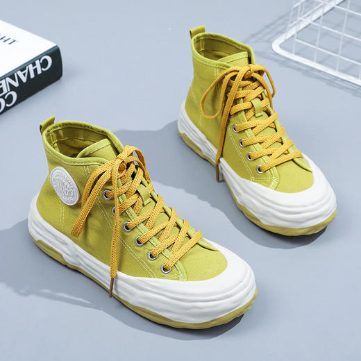「不一样的设计感！四色可选」女鞋高帮帆布鞋女春季布鞋夏款板鞋子女ins潮 商品图1
