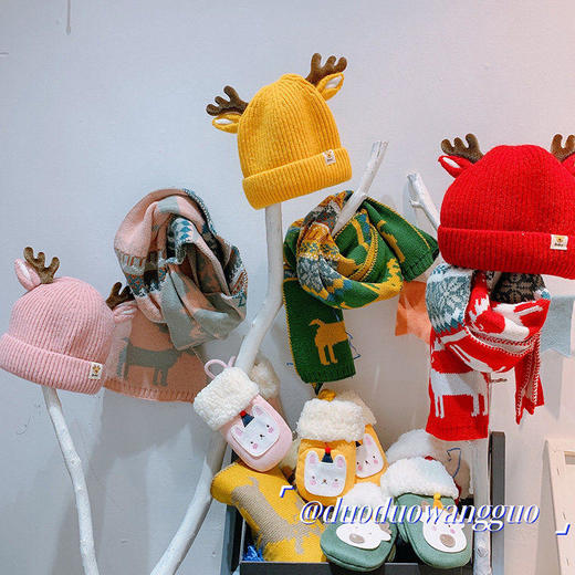 H6237儿童帽子围巾套装三件套儿童圣诞礼物系列新年儿童帽子冬天 商品图1