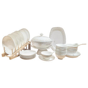 品物攸宜 良辰8人用40头骨质瓷高级感家用轻奢餐具套装