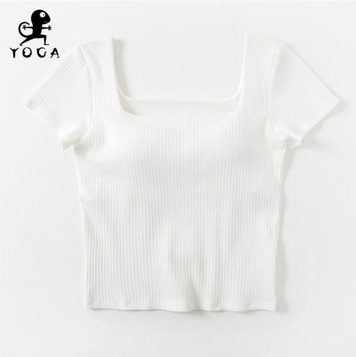 壁虎瑜伽【2208SY189】方领柔软高弹瑜伽短袖（有胸垫）【5天发货】 商品图8