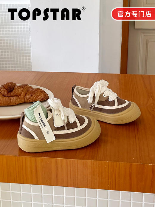 TOPSTAR官方男童帆布鞋室内鞋儿童小白鞋秋季女童低帮幼儿园童鞋1215 商品图5