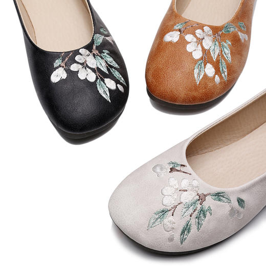 【落英】平底绣花单鞋秋季茶禅服鞋 YR 商品图0