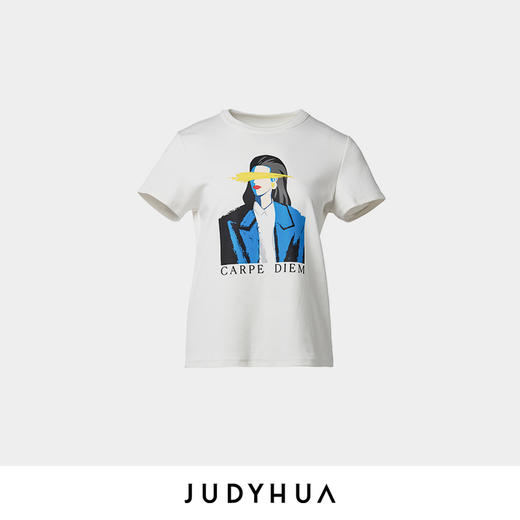 JUDYHUA 都市女艺术家系列-享受当下印花T恤 商品图1