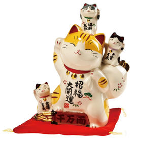 日本药师窑彩绘招福大开运招财猫（存钱罐）19cm