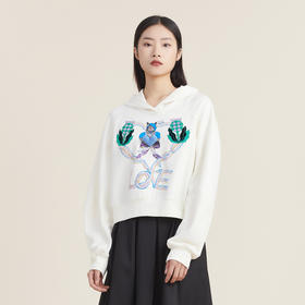 谜底连帽套头卫衣女2022秋新款立体爱心小猫咪绣花休闲223MV1111