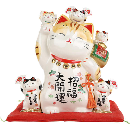 日本药师窑彩绘祈福大开运招财猫大号存钱罐摆件 商品图0