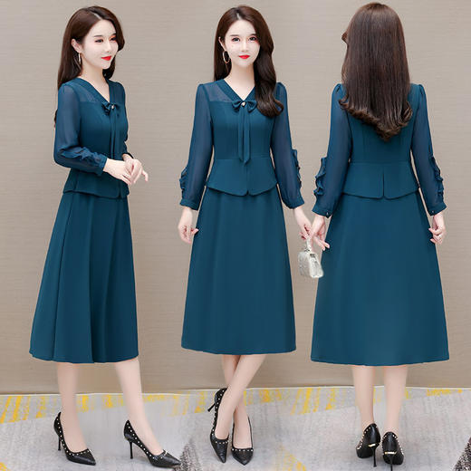 YWE JBY22B05贵夫人冰丝连衣裙时尚气质裙 商品图2