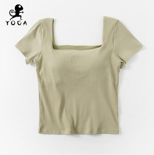 壁虎瑜伽【2208SY189】方领柔软高弹瑜伽短袖（有胸垫）【5天发货】 商品图7