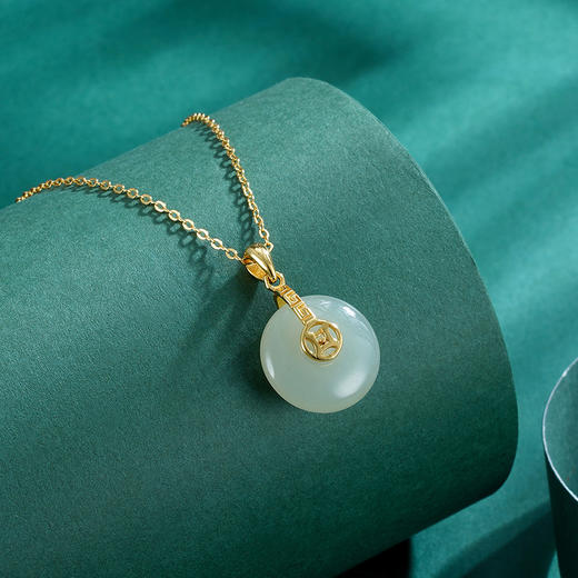 【玉安】子佩集纳福平安扣和田玉福字18K金项链【ZJHY-N000910Q】2208 商品图4