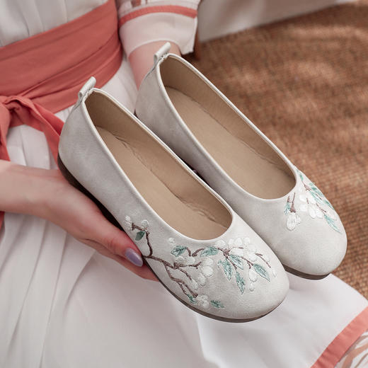 【落英】平底绣花单鞋秋季茶禅服鞋 YR 商品图7