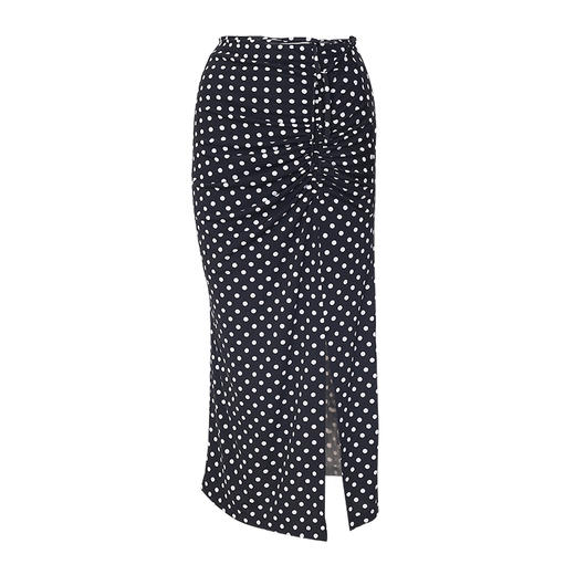 VIMAGE/纬漫纪秋季新款时尚复古气质高腰波点开叉半身裙VC2206010半裙 商品图5