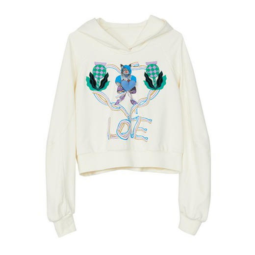 谜底连帽套头卫衣女2022秋新款立体爱心小猫咪绣花休闲223MV1111 商品图4