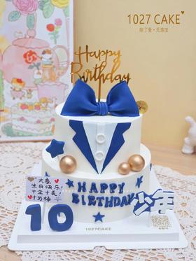 1027CAKE | 双层 领结蛋糕 绅士 翻糖装饰