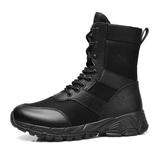 强人3515男训练靴春秋户外轻便工装靴透气耐磨高帮靴黑色徒步短靴 商品图9