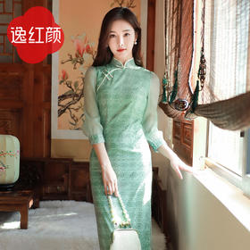 逸红颜旗袍女春2025年新款 玉簪 雪纺轻薄通透紧致有型温文尔雅风