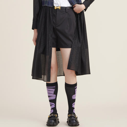 谜底短裤2022秋新款简约通勤质感高腰宽松显瘦休闲裤子223MK1032 商品图1