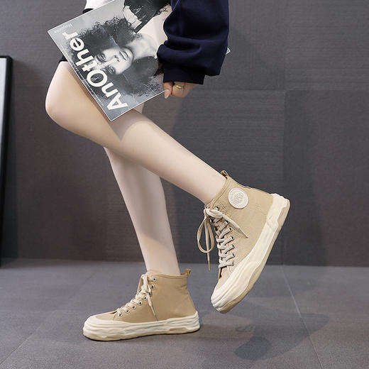 「不一样的设计感！四色可选」女鞋高帮帆布鞋女春季布鞋夏款板鞋子女ins潮 商品图3