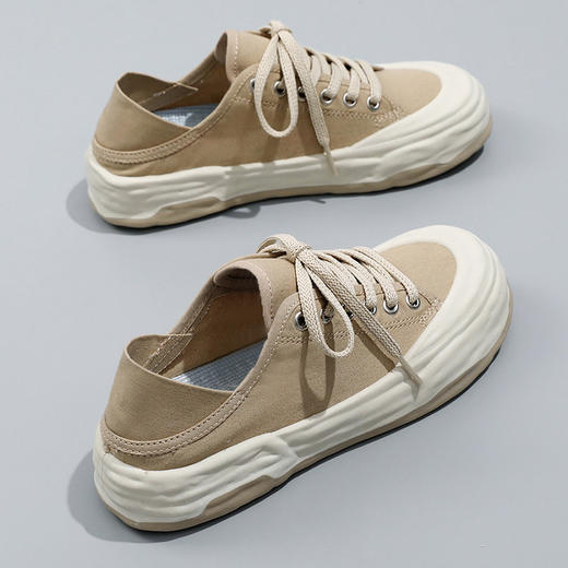 「时尚四色！不一样的设计感」帆布鞋学生复古低帮韩版鞋子女小白鞋厚底薄款 商品图0