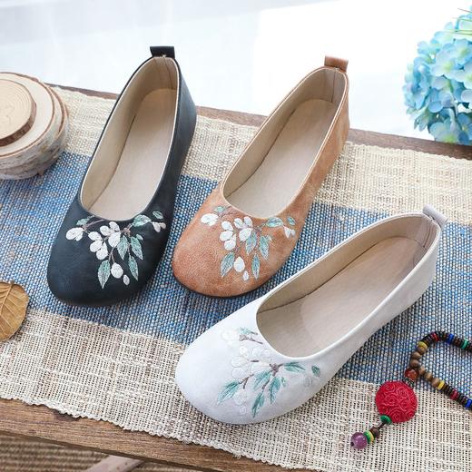 【落英】平底绣花单鞋秋季茶禅服鞋 YR 商品图1