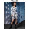 VIMAGE纬漫纪秋季新品复古轻薄水墨印花显瘦连衣裙V1807420 商品缩略图0