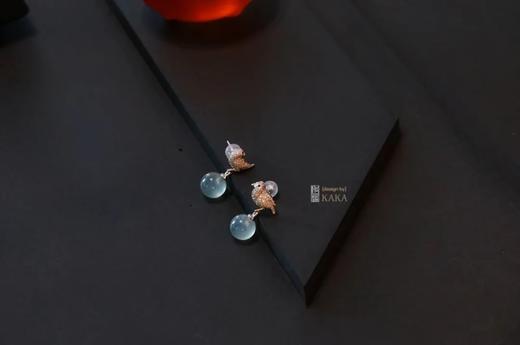 玻璃种珠子｜满钻小鸟耳环复刻 商品图1