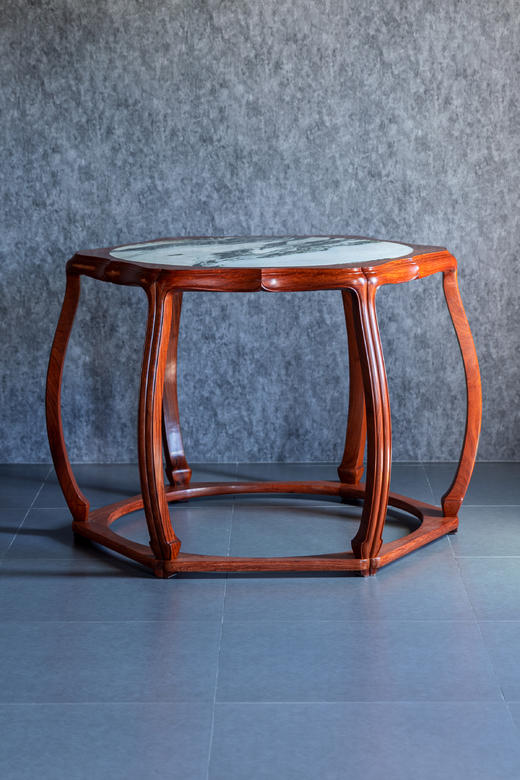 红桥红  家具严选  缅甸花梨（大果紫檀）【石面 海棠桌 七件套】 商品图2