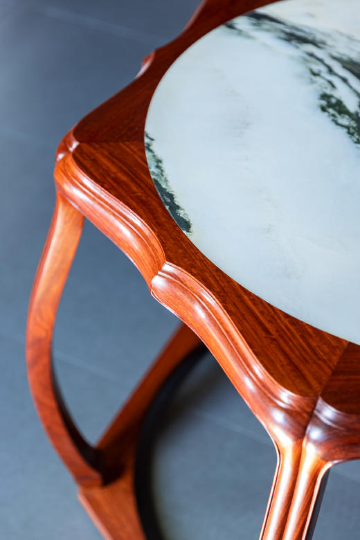 红桥红  家具严选  缅甸花梨（大果紫檀）【石面 海棠桌 七件套】 商品图5