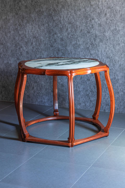 红桥红  家具严选  缅甸花梨（大果紫檀）【石面 海棠桌 七件套】 商品图4