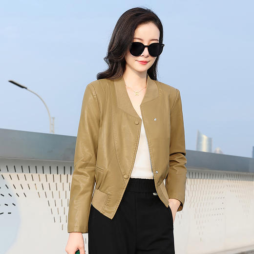 HR WZ98289 秋季短款小个子机车服皮夹克上衣 商品图0