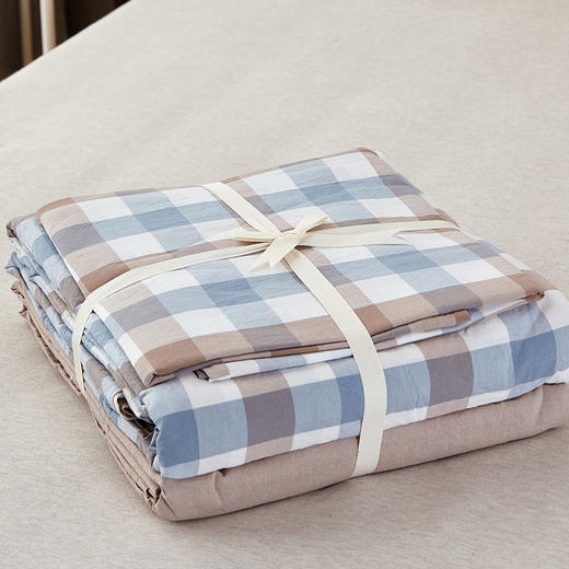 咖啡屋系列四件套 纯棉英伦风格子床单被罩水洗棉四件套 无印良品 商品图7