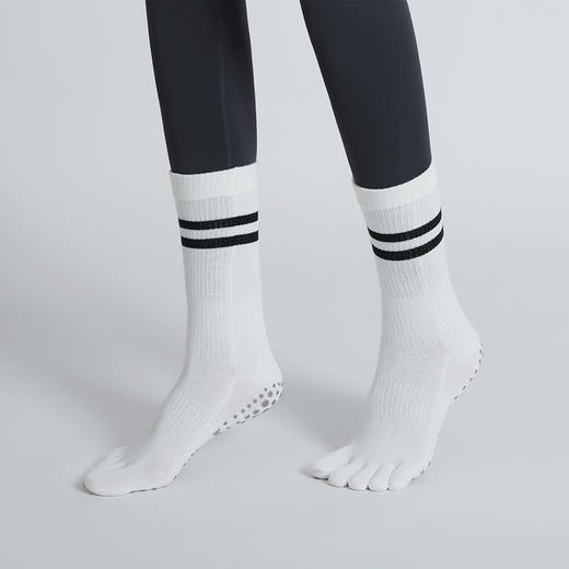 秋冬双杠瑜伽袜小腿微压分趾防滑地板袜点胶普拉提袜【11800】 商品图1