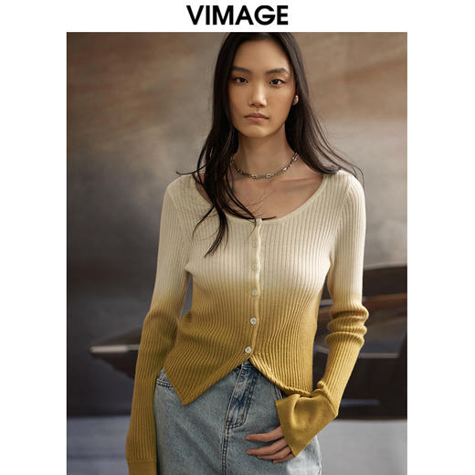 VIMAGE纬漫纪秋季新品时尚显瘦撞色针织衫V1801401 商品图0
