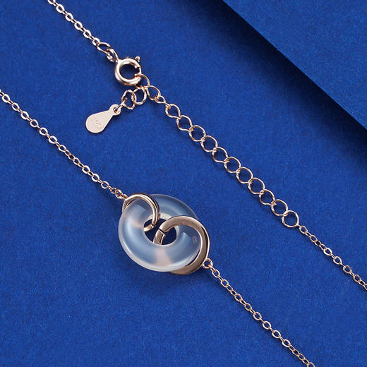 【眷恋】子佩集双环平安扣纯银玫瑰金白玉髓项链【ZJHY-N000867M】镀金2208 商品图3