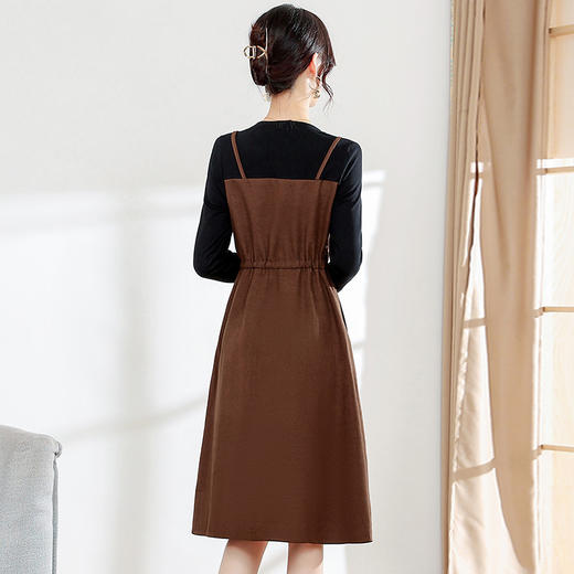 时尚假两件套装连衣裙女2022秋新款修身长袖中长款气质减龄打底裙WE KED-28180 商品图2