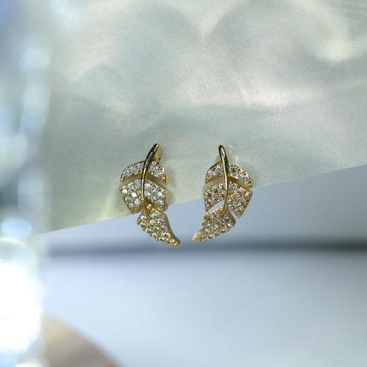 树叶 多用款耳钉 7-8mm淡水 正圆强光 925银镀金 商品图2